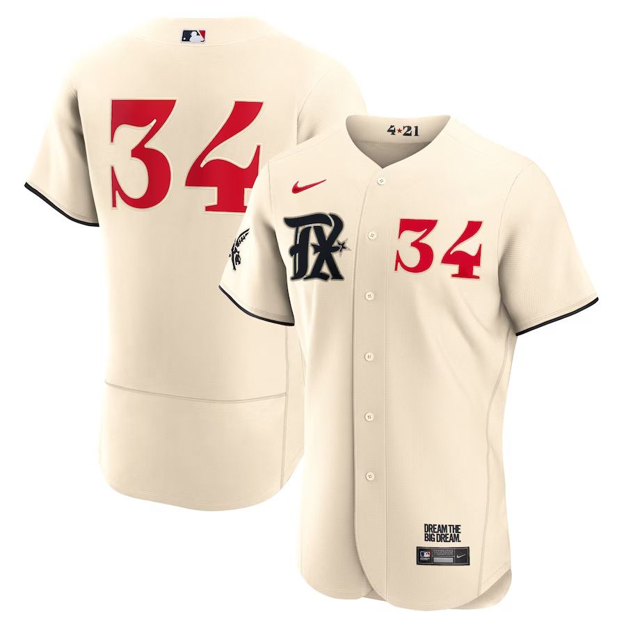 Men Texas Rangers #34 Nolan Ryan Nike Cream 2023 City Connect Authentic Player MLB Jersey